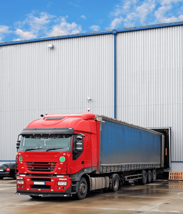 Refrigerated transport truck delivering fresh produce